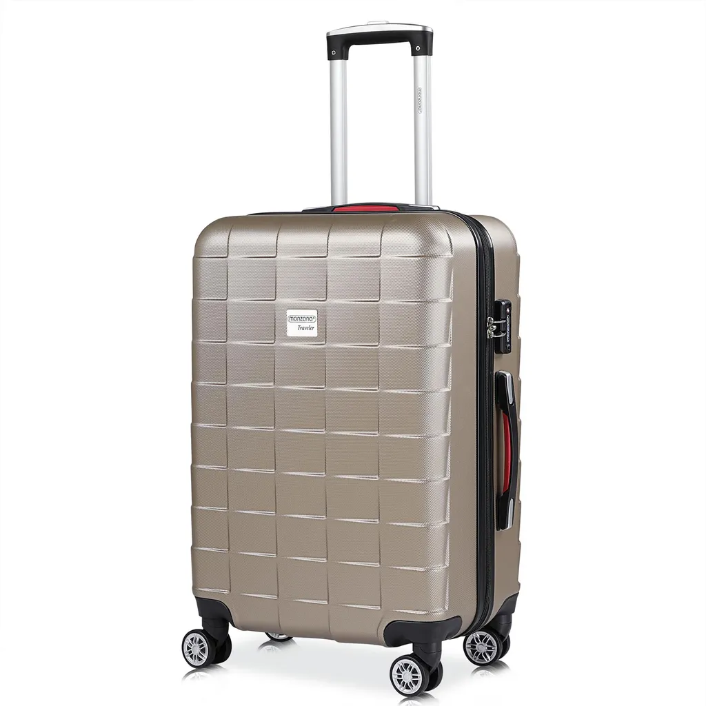 Monzana® Trolley Koffer | 42-116L Volumen | TSA Schloss | |Reisekoffer Hartschalenkoffer M L XL Rollen Case, Größe/Farbe:L - Champagner